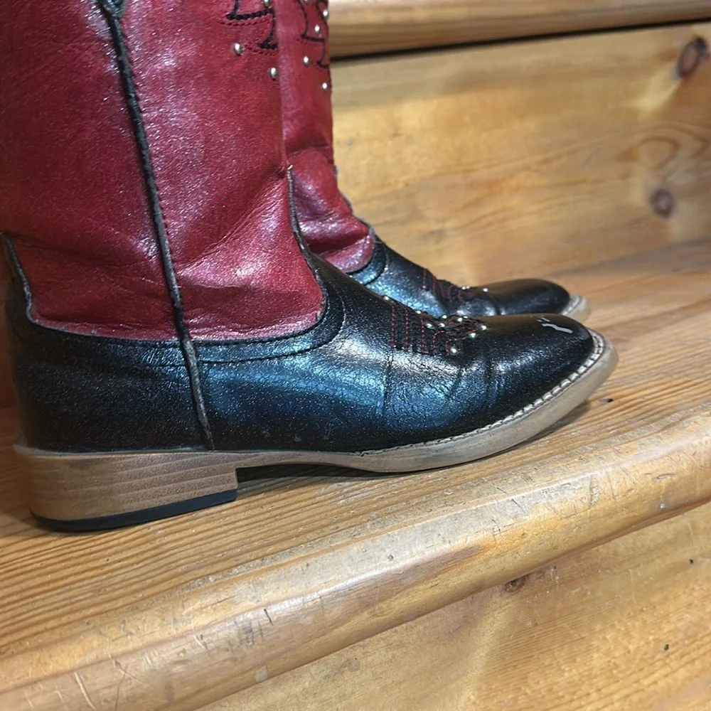 ROPER KIDS Red and Black Western Cowboy Boots
